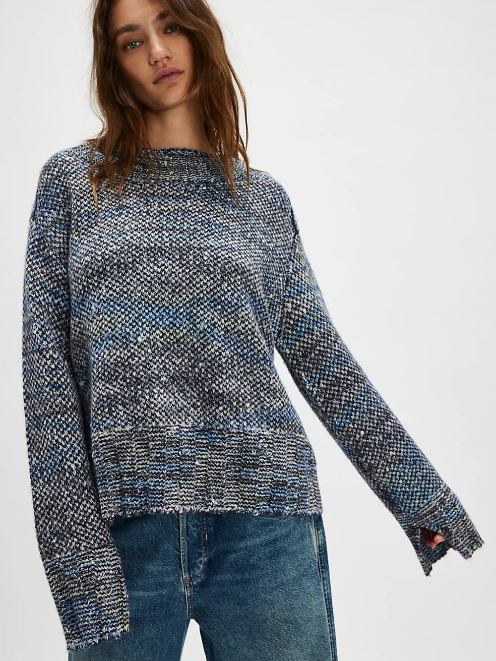 Free People Cotton Candy Pullover in “Lunar Eclipse" or blue/grey SMALL -NEW W/T